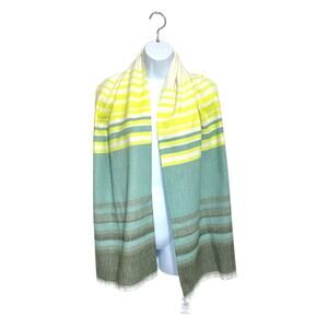 Land's End Cashtouch Winter Oblong Scarf NWT OS Spruce Ombre Stripe Cozy Light